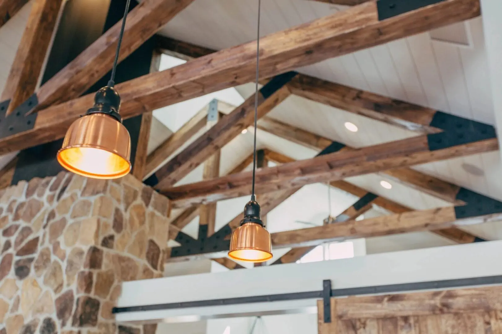 Hanging ceiling lights if a rustic home